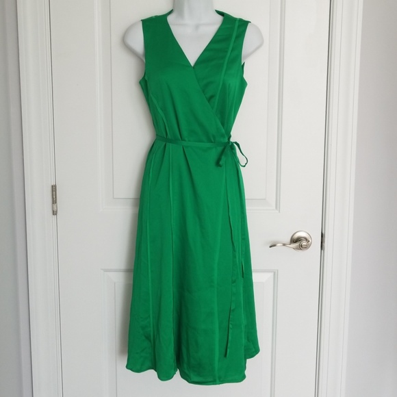 banana republic green wrap dress
